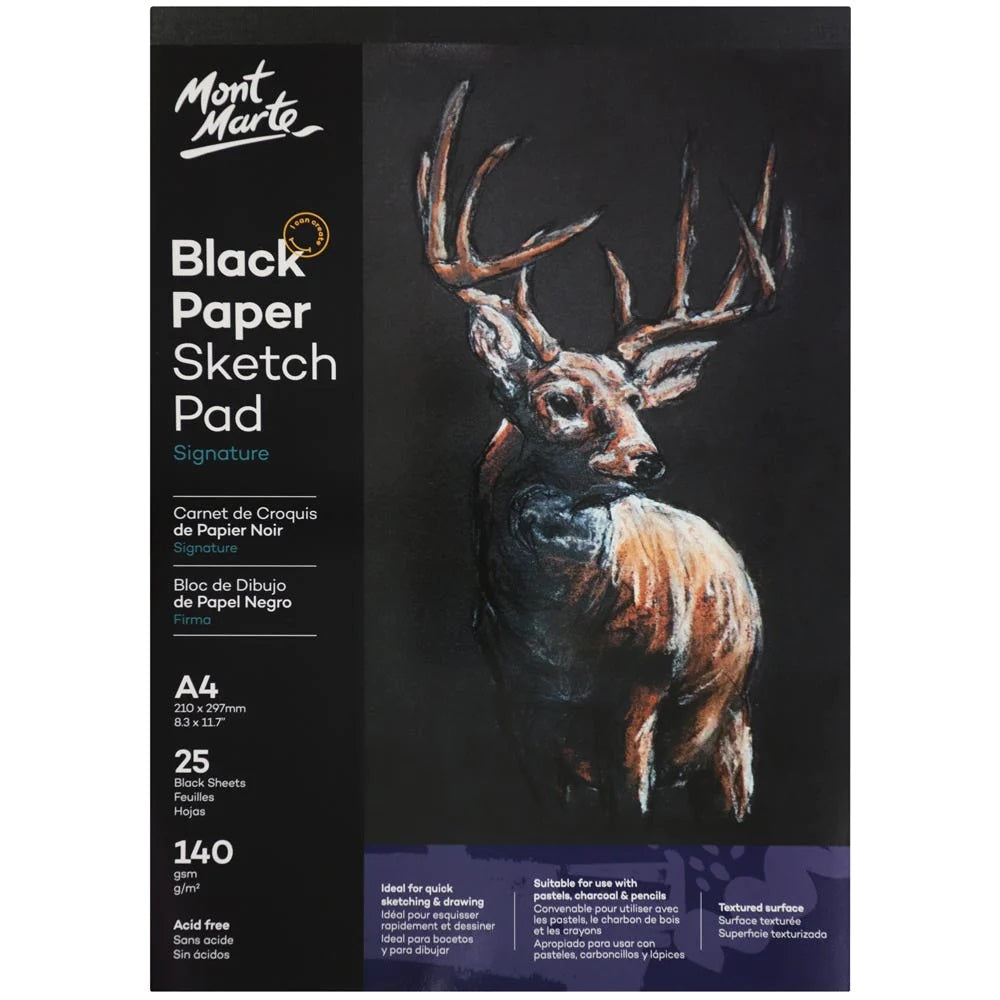 Mont Marte - Black Paper Sketch Pad Signature A4 25 Sheet