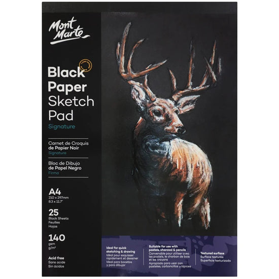 Mont Marte - Black Paper Sketch Pad Signature A4 25 Sheet