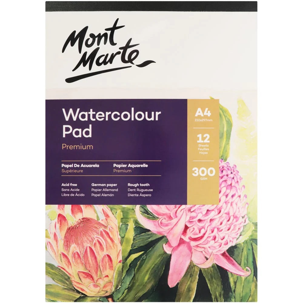 Mont Marte - Watercolour Pad A4 300gsm 12 Sheet