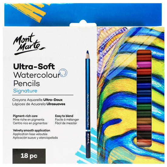 Mont Marte - Ultra-Soft Watercolour Pencils - 18 Assorted Colours