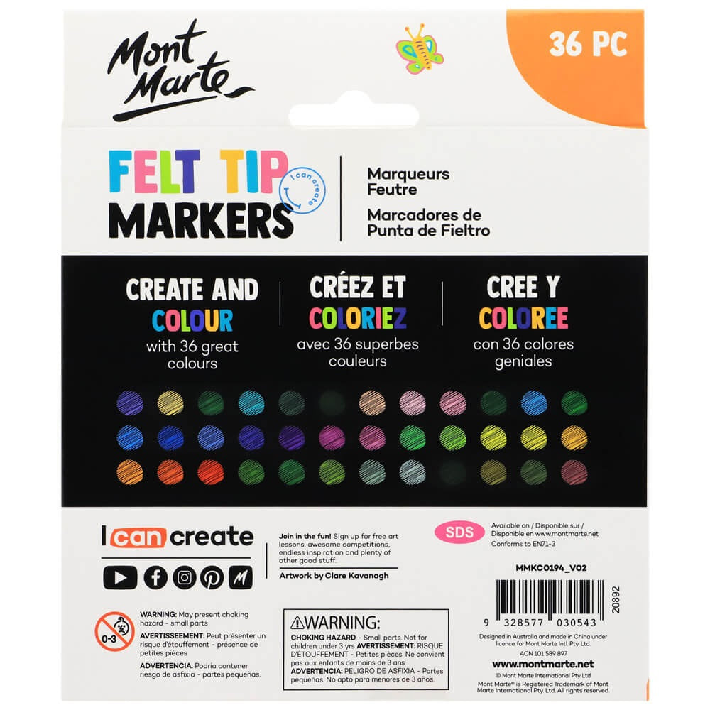 Mont Marte - Felt Tip Markers 36pc