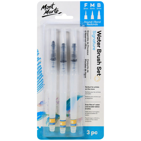 Mont Marte - Water Brush Set Round F/M/B 3pc