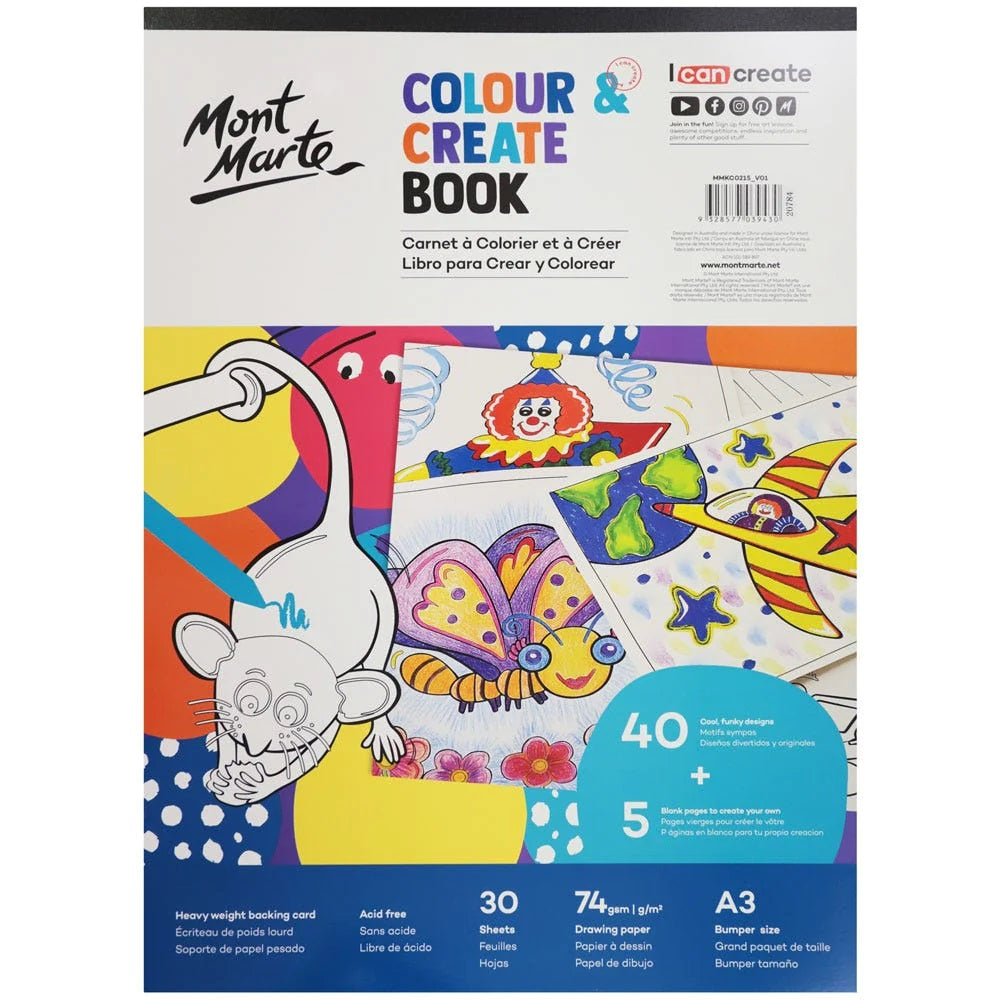 Mont Marte - Colour And Create Book A3 30 Sheets