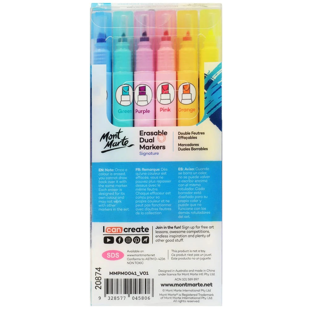 Mont Marte - Erasable Dual End Markers Signature 6pc