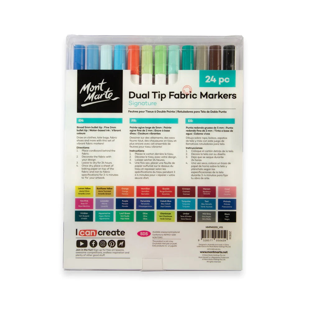 Mont Marte - Fabric Markers Dual Tip 24pc