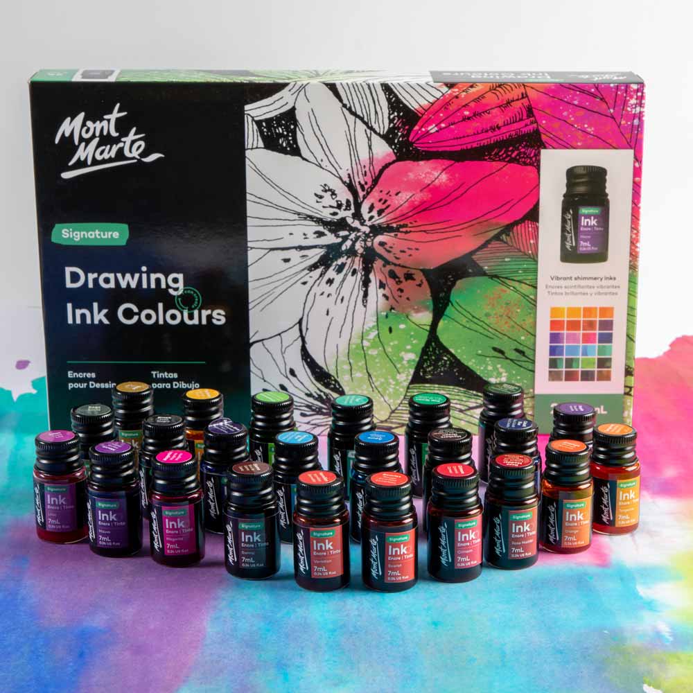 Mont Marte - Drawing Ink Colors Signature 24pc X 0.24 US Fl.oz (7ml)