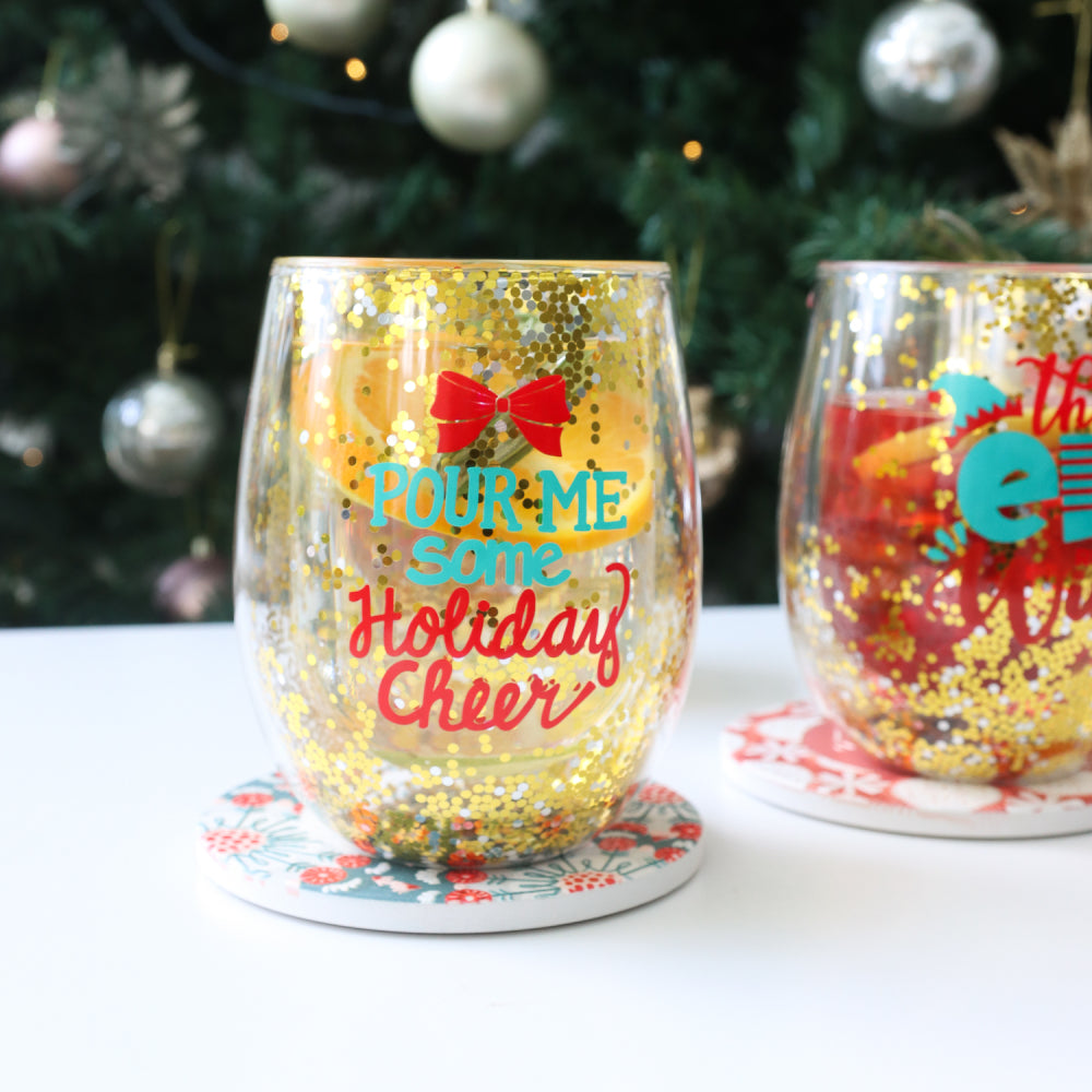 Christmas Cheers Stemless Glass