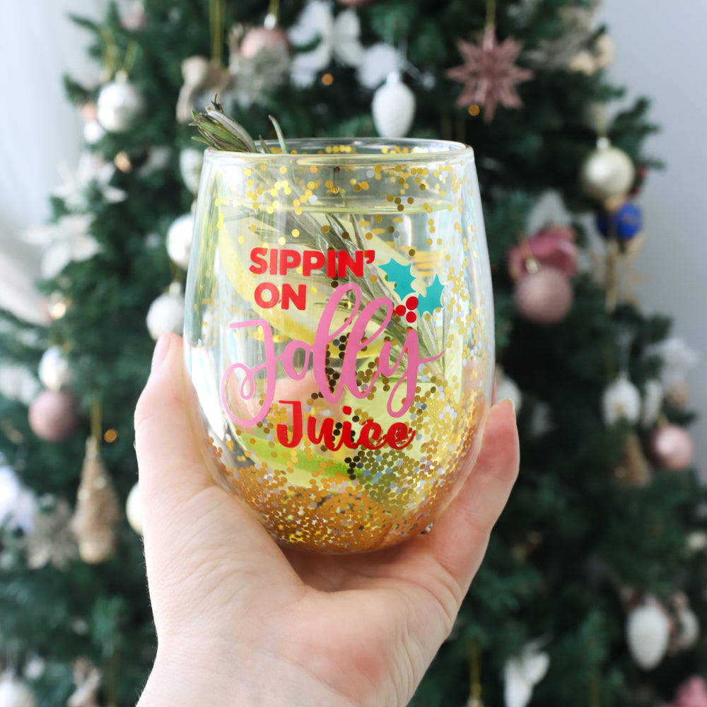 Christmas Jolly Stemless Glass