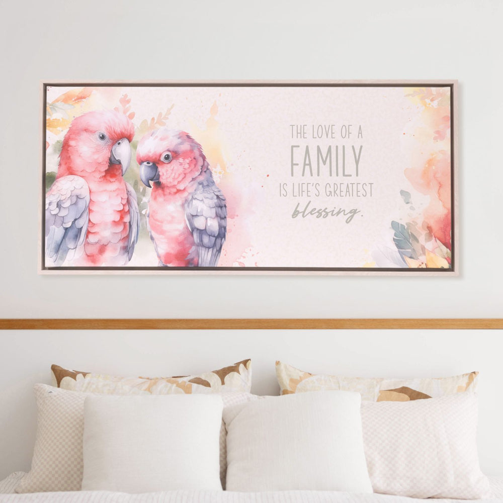 Splosh - Native Blooms Galah Framed Canvas 94x44 - Pick Up Only