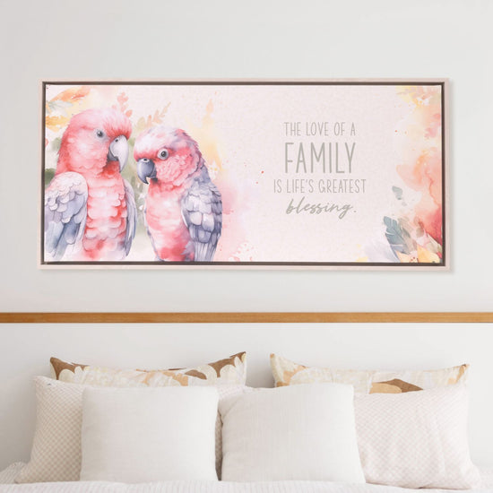 Splosh - Native Blooms Galah Framed Canvas 94x44 - Pick Up Only