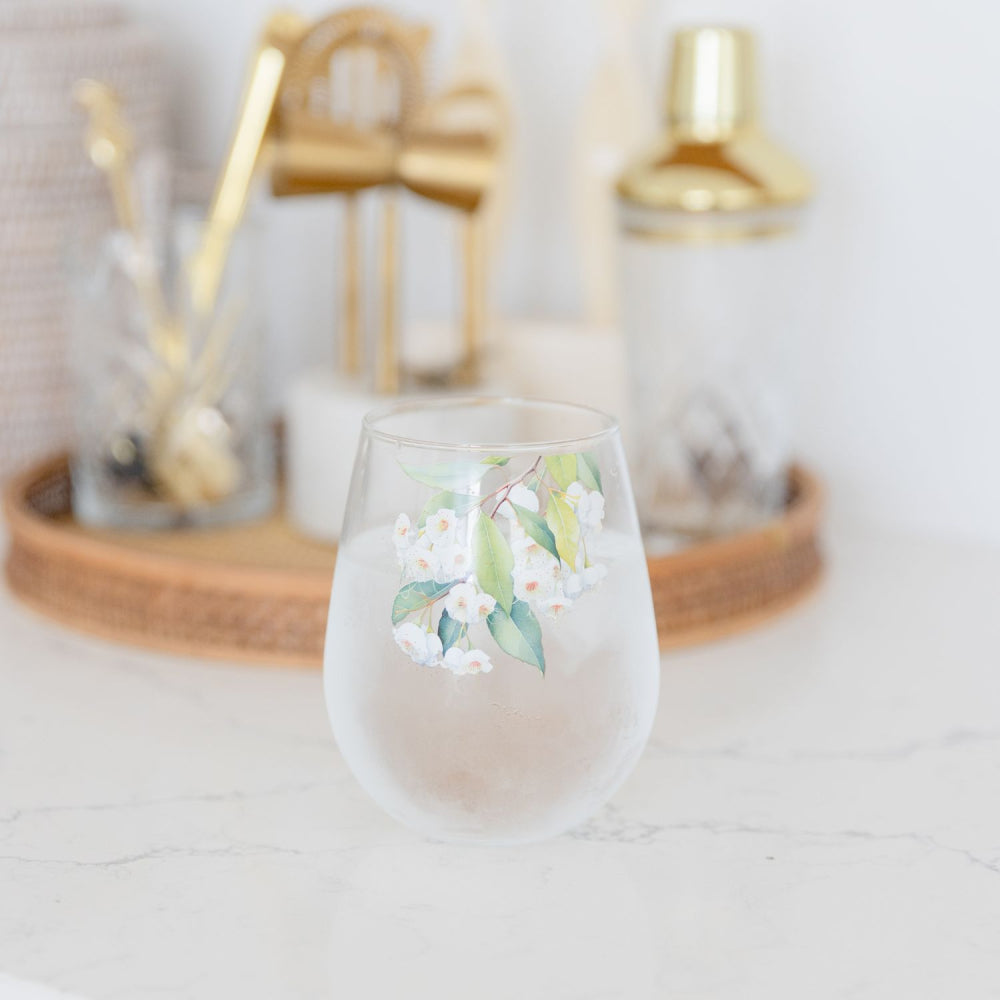 Splosh - Native Blooms White Floral Stemless Wine Glass