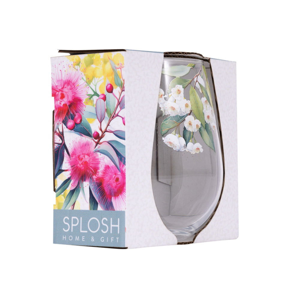Splosh - Native Blooms White Floral Stemless Wine Glass