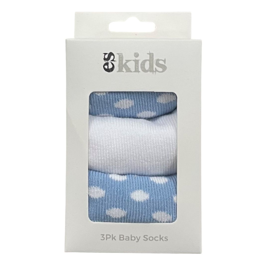 ES Kids - Baby Socks 3 Pack Blue Spot