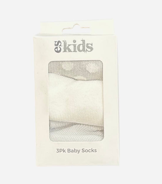 ES Kids - Baby Socks 3 Pack Grey Spot 3-12mths