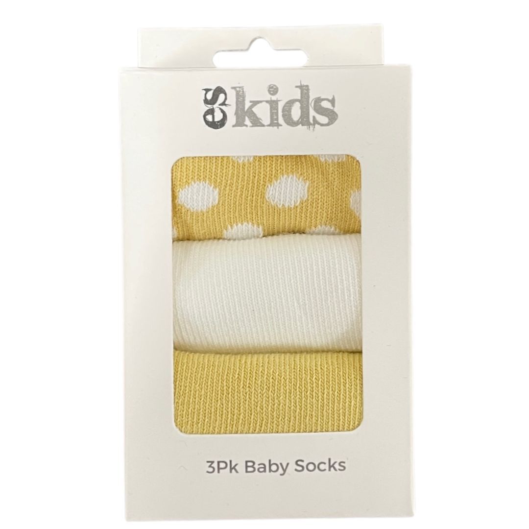 ES Kids - Baby Socks 3 Pack Mustard Spot 3-12mths