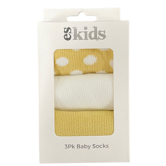 ES Kids - Baby Socks 3 Pack Mustard Spot 3-12mths