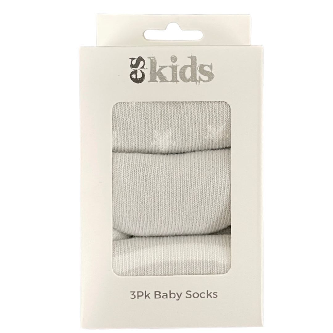 ES Kids - Baby Socks Boxed 3 Pack Grey Star 3-12mths