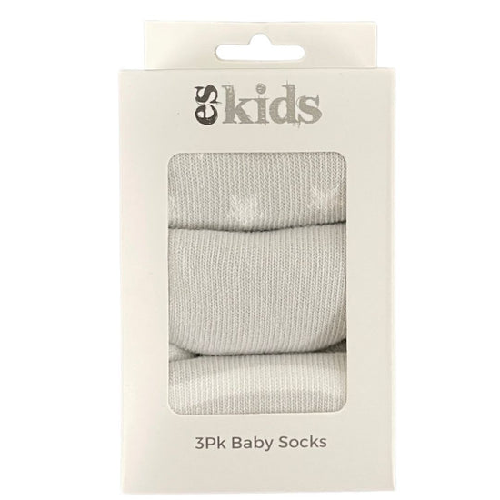 ES Kids - Baby Socks Boxed 3 Pack Grey Star 3-12mths