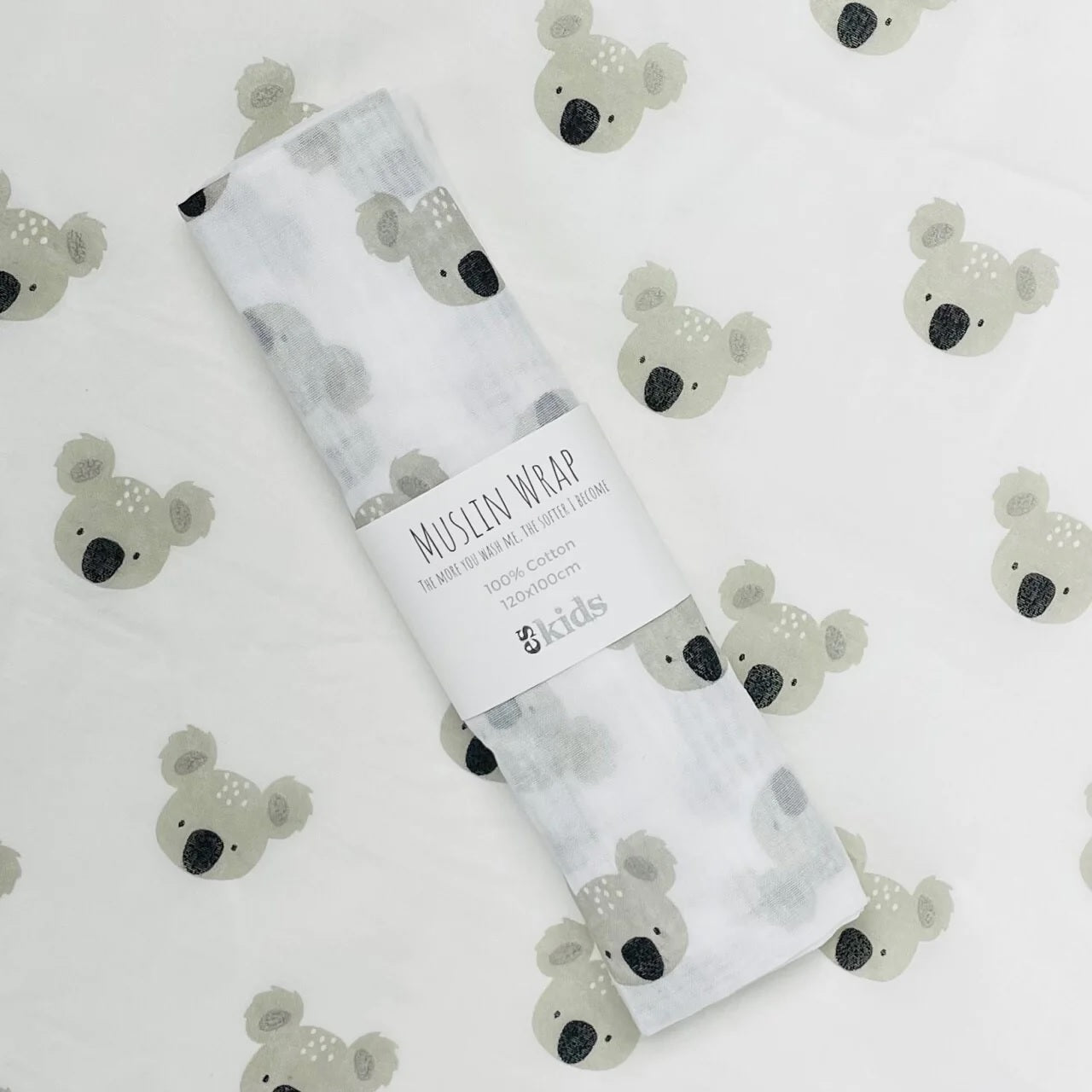 Muslin Wrap Grey Koala