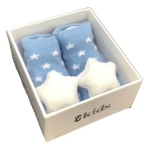 ES Kids - Baby Socks With Rattles Star Blue 0-6mths