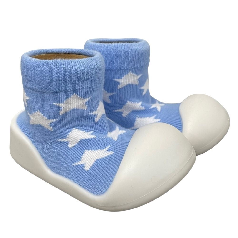 Rubber Sole Socks - Blue Star 12-18mth
