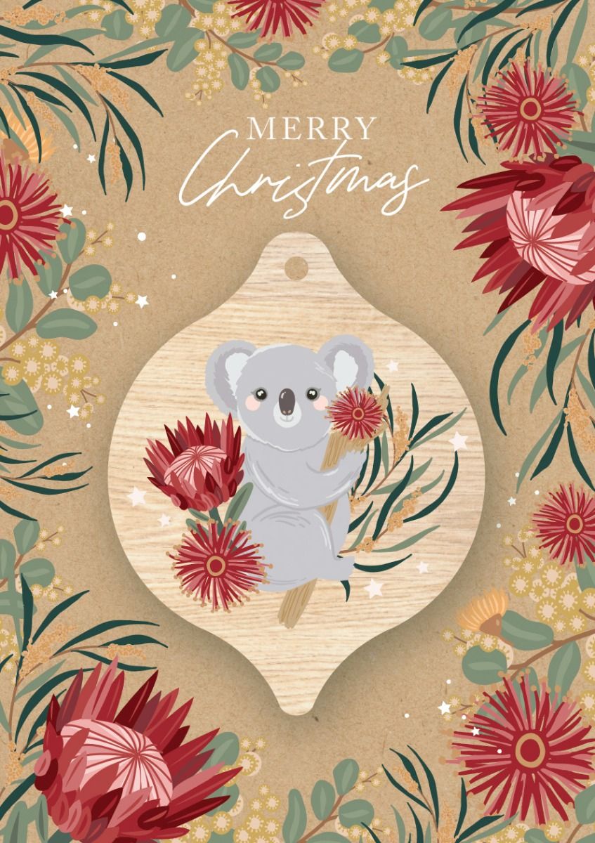 Christmas Bauble Greeting Card - Koala