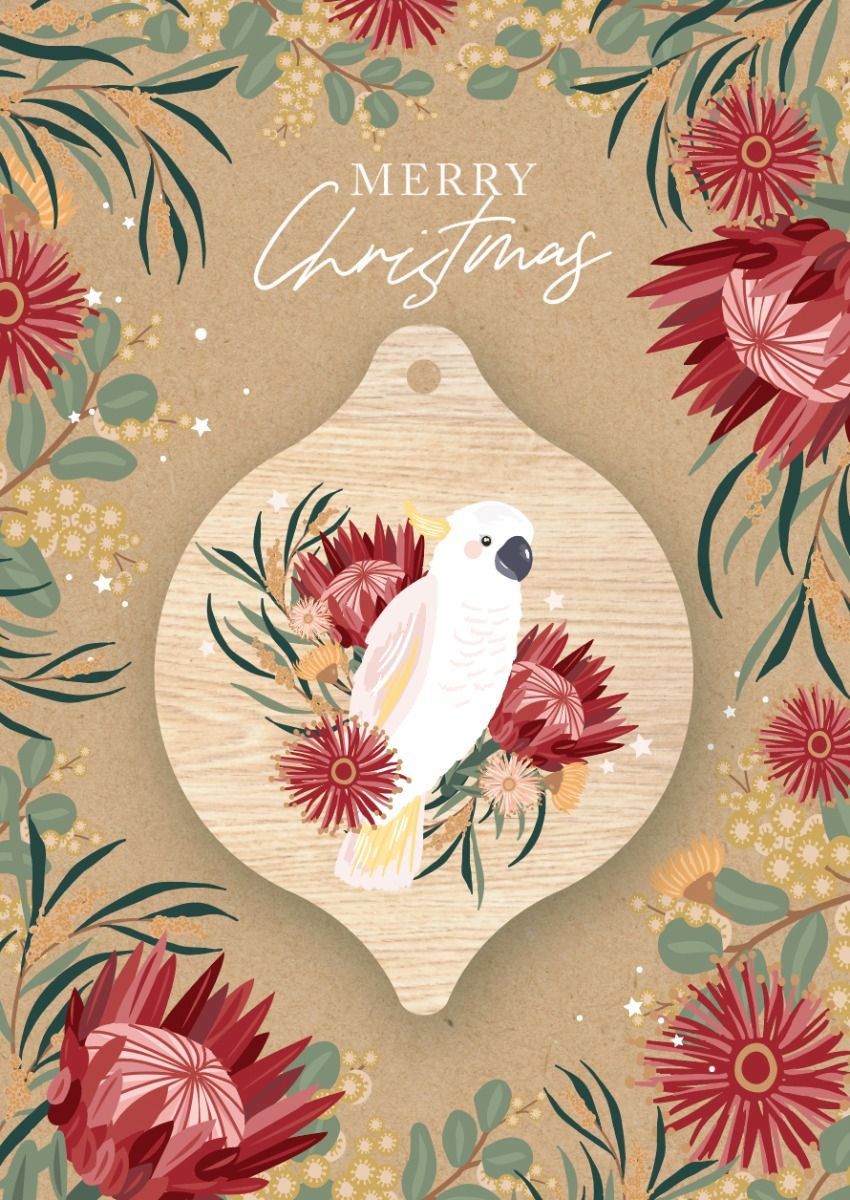 Christmas Bauble Greeting Card - Cockatoo
