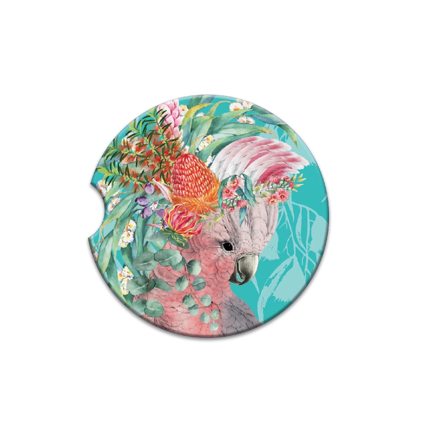 Lisa Pollock Ceramic Car Coaster - Gorgeous Galah
