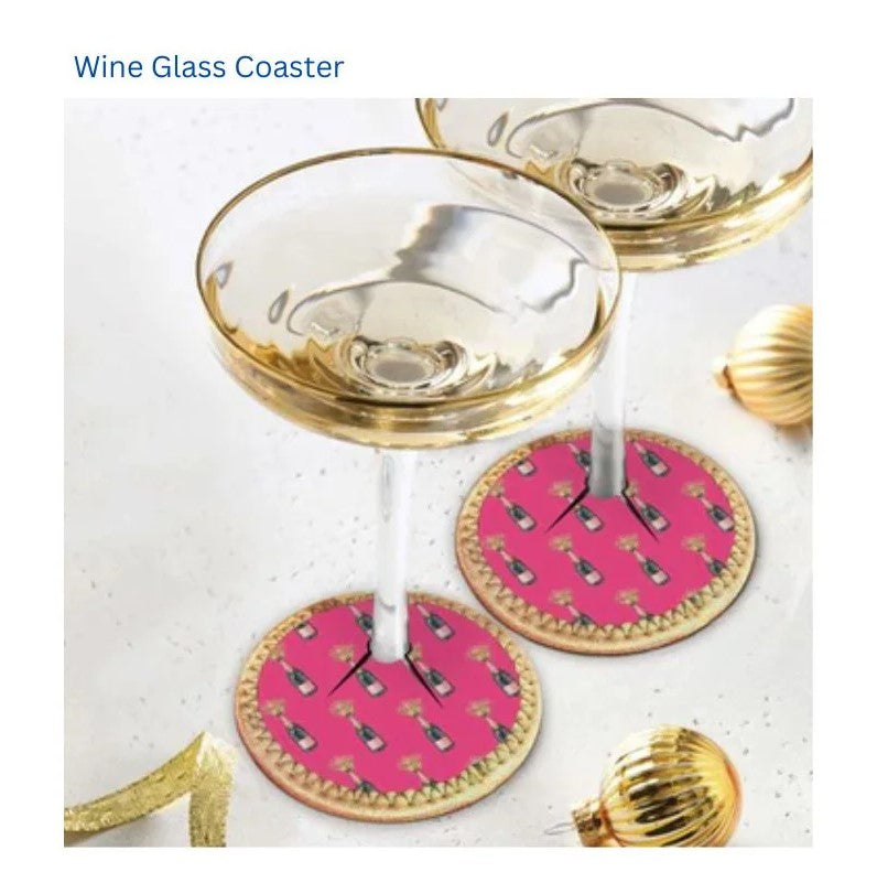 Lisa Pollock Wine Glass Coaster Pop Pop Pop