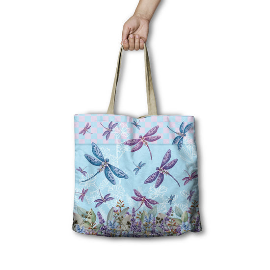 Lisa Pollock Shopping Bag - Lavender Dragonflies
