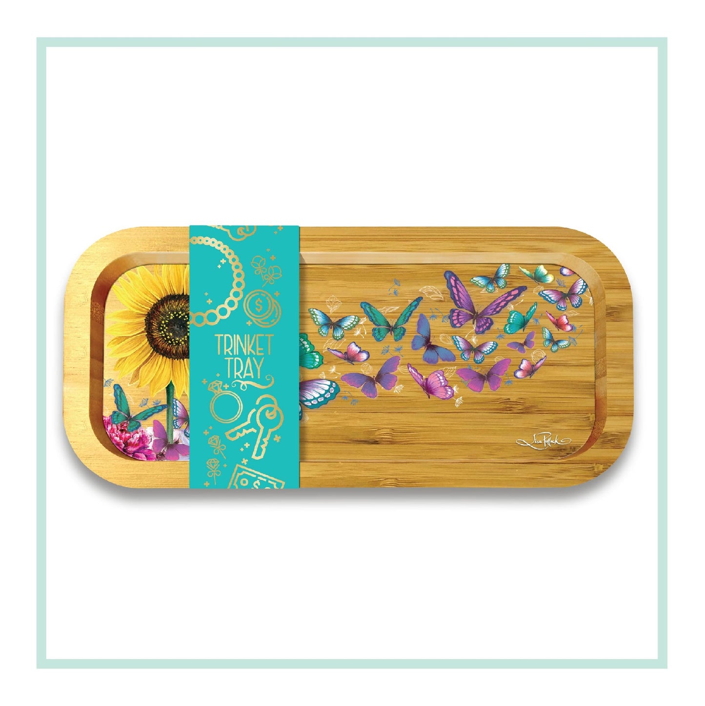 Sunny Butterflies Bamboo Trinket Tray