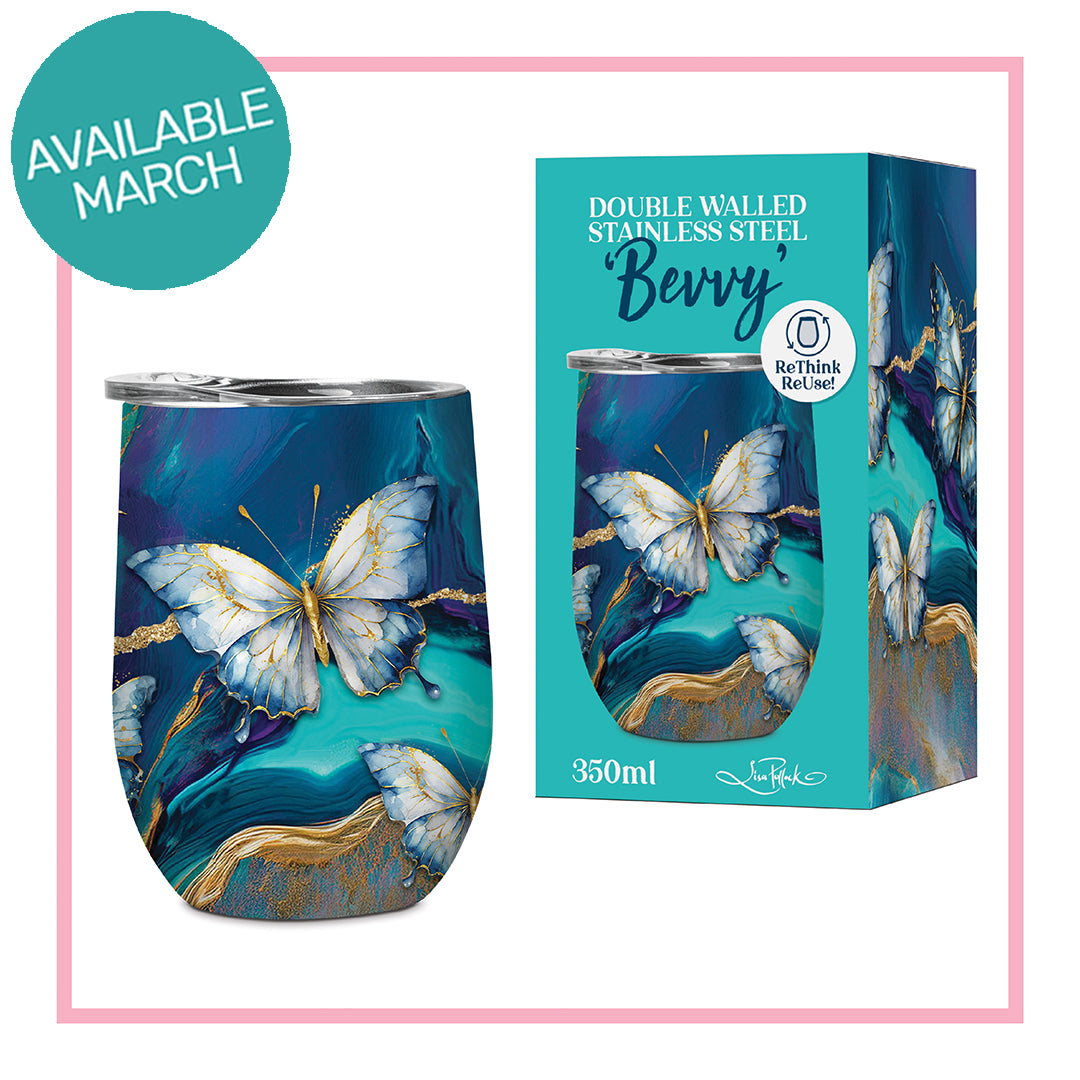 Lisa Pollock Bevvy 350ml - Tranquil Butterflies