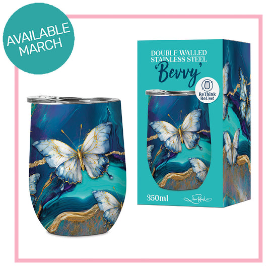 Lisa Pollock Bevvy 350ml - Tranquil Butterflies
