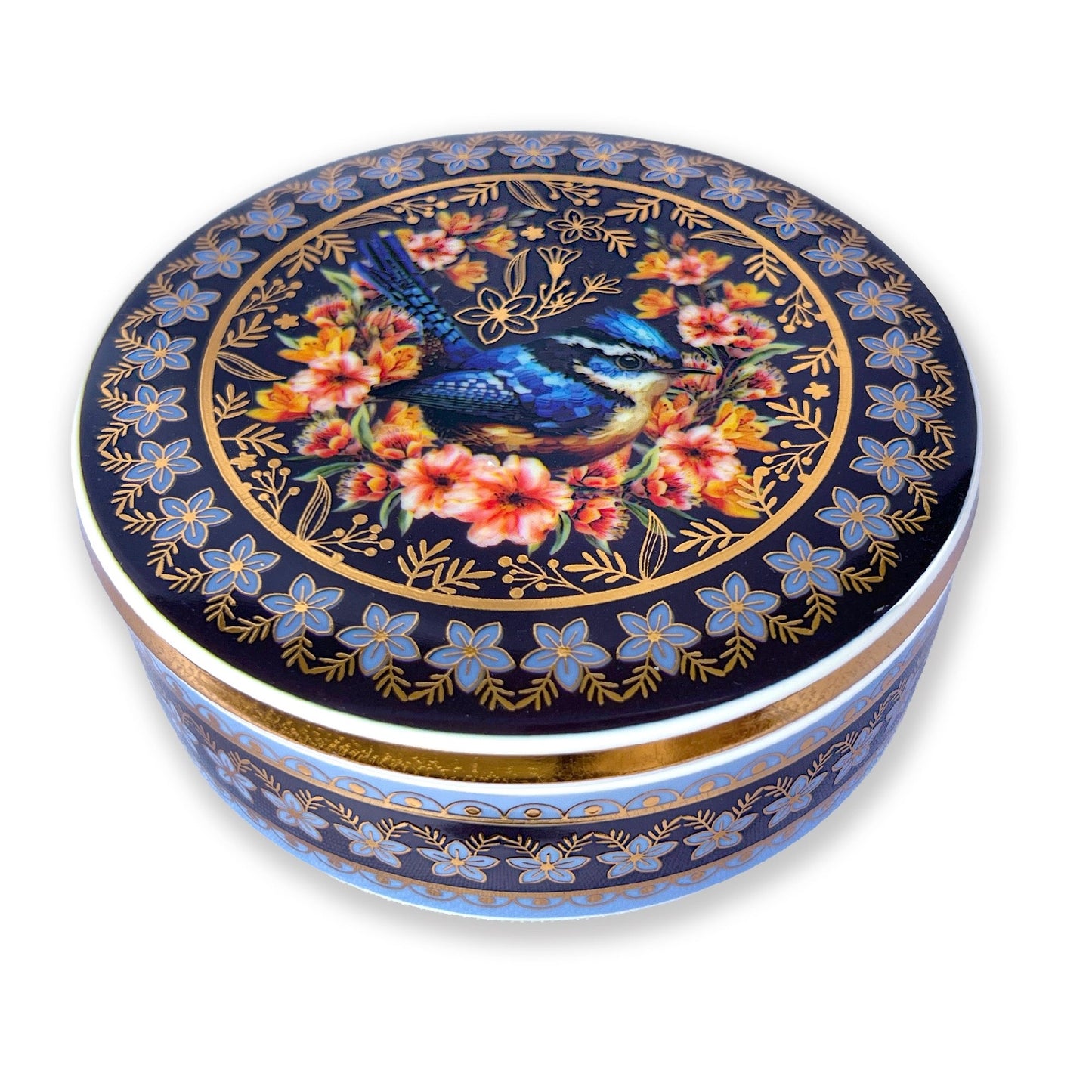 Lisa Pollock Blue Wrens Ceramic Glam Jar