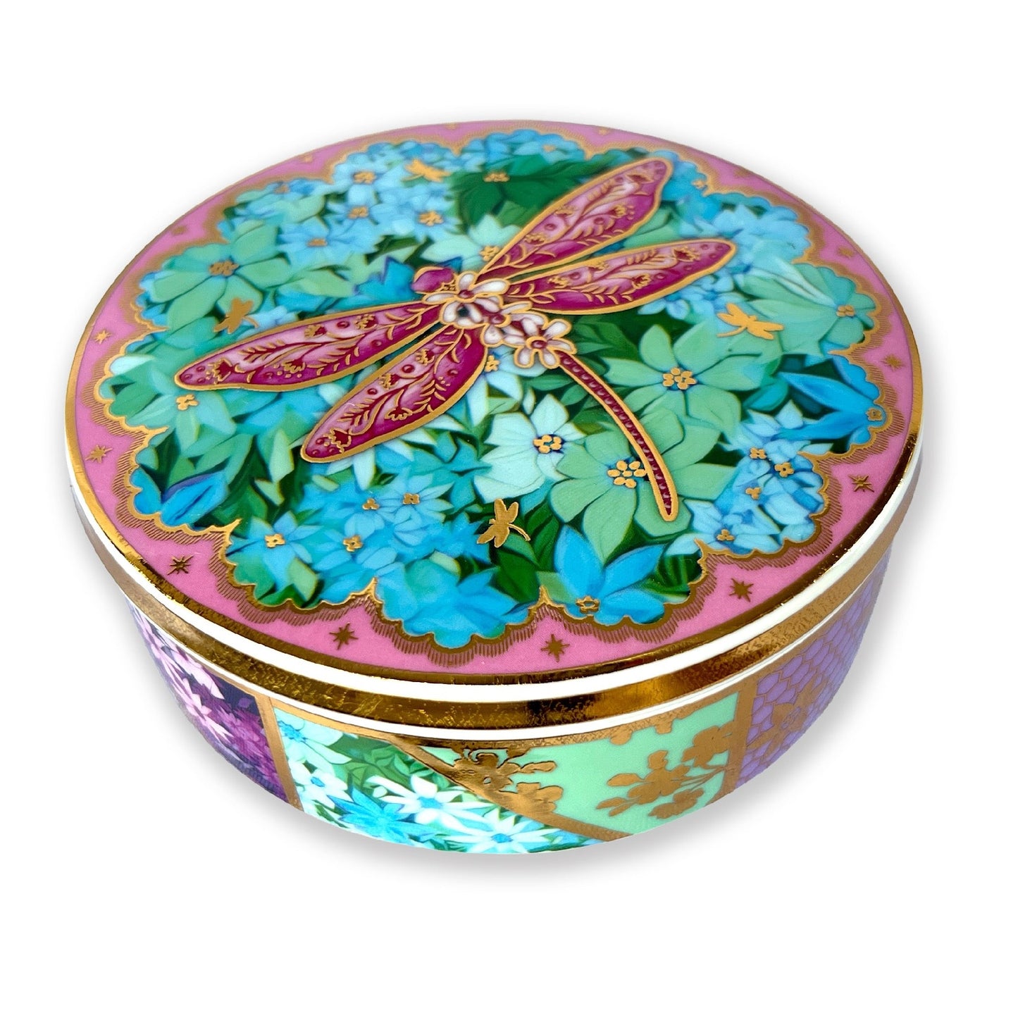 Lisa Pollock Pretty Patchwork Dragonfly Ceramic Glam Jar