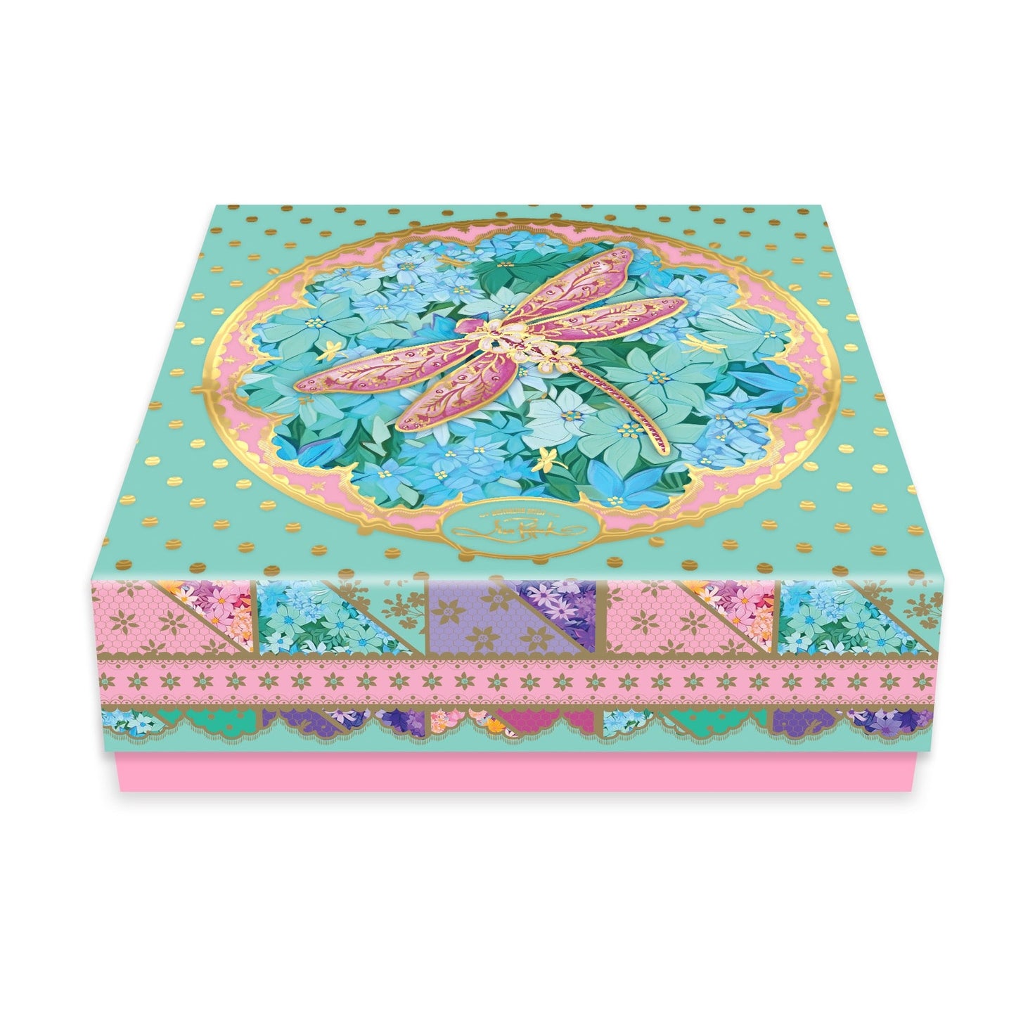 Lisa Pollock Pretty Patchwork Dragonfly Ceramic Glam Jar