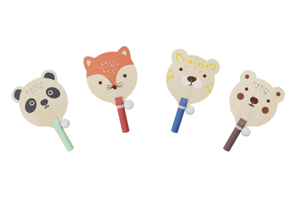 Wooden Animal Paddle Ball Game