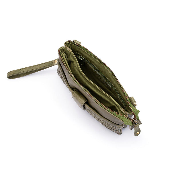 Verona - Weaved Crossbody Phone Bag Olive