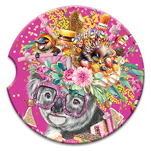 Lisa Pollock Ceramic Car Coaster - OZ Foodie Koala