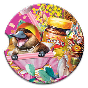 Lisa Pollock Ceramic Car Coaster - Vegemite Platypus